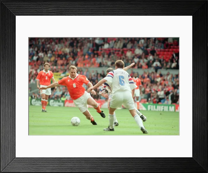 Framed Print : France v Netherlands, Euro 1996 Quarter finals match at Anfield