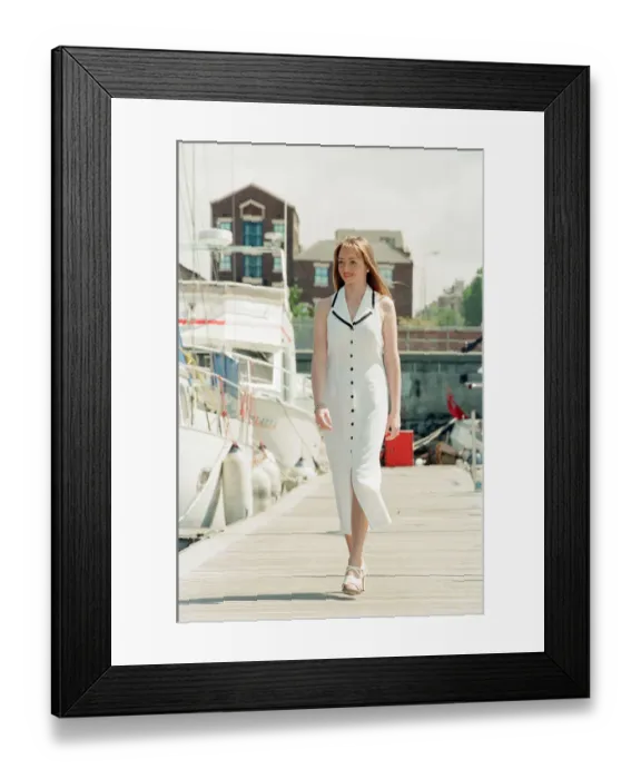 Framed Print : Model, Kelly, wearing Maritime inspired clothing at Liverpool Marina, Merseyside Framed Print : Model, Kelly, wearing Maritime inspired clothing at Liverpool Marina, Merseyside