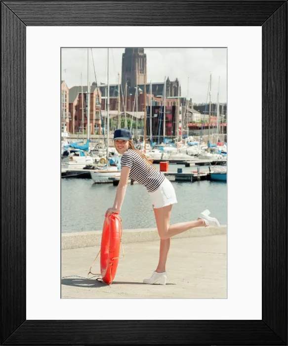 Framed Print : Model, Kelly, wearing Maritime inspired clothing at Liverpool Marina, Merseyside Framed Print : Model, Kelly, wearing Maritime inspired clothing at Liverpool Marina, Merseyside