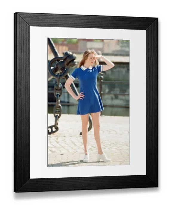 Framed Print : Model, Kelly, wearing Maritime inspired clothing at Liverpool Marina, Merseyside Framed Print : Model, Kelly, wearing Maritime inspired clothing at Liverpool Marina, Merseyside