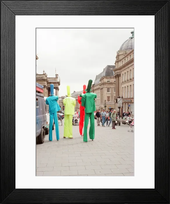 Framed Print : Euro 1996 Street Festival, Newcastle, 18th June 1996. The Fabulous Stiltoneers Framed Print : Euro 1996 Street Festival, Newcastle, 18th June 1996. The Fabulous Stiltoneers