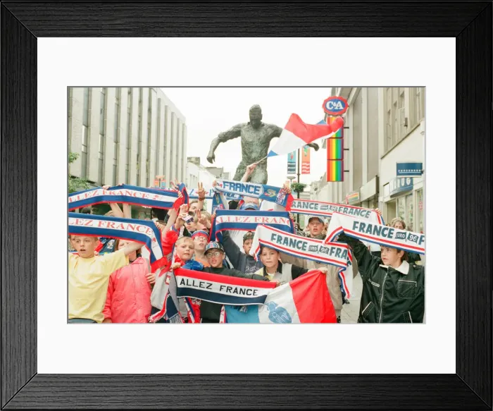 Framed Print : Euro 1996 Street Festival, Newcastle, 18th June 1996. French Football Fans Framed Print : Euro 1996 Street Festival, Newcastle, 18th June 1996. French Football Fans