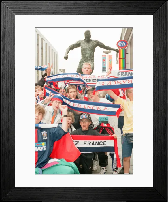 Framed Print : Euro 1996 Street Festival, Newcastle, 18th June 1996. French Football Fans Framed Print : Euro 1996 Street Festival, Newcastle, 18th June 1996. French Football Fans