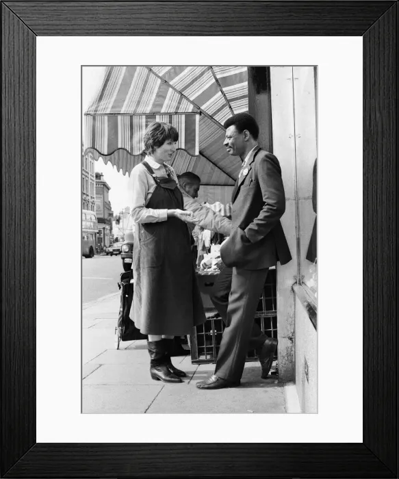 Framed Print : Prospective Labour member of Parliament Harriet Harman canvassing in Peckham