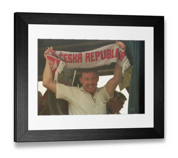Framed Print : Czech Republic Football Fans arrive at Liverpool Airport, 14th June 1996
