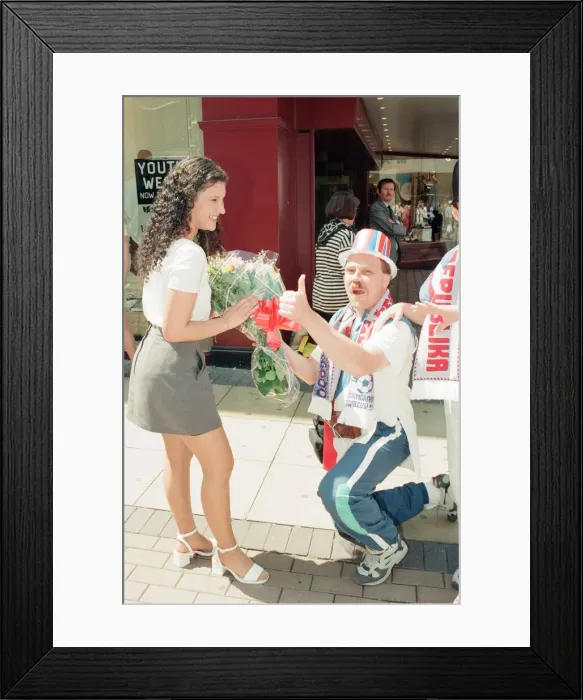 Framed Print : Euro 1996 Football Fans in Liverpool City Centre, 14th June 1996. Czech Republic Fans Framed Print : Euro 1996 Football Fans in Liverpool City Centre, 14th June 1996. Czech Republic Fans