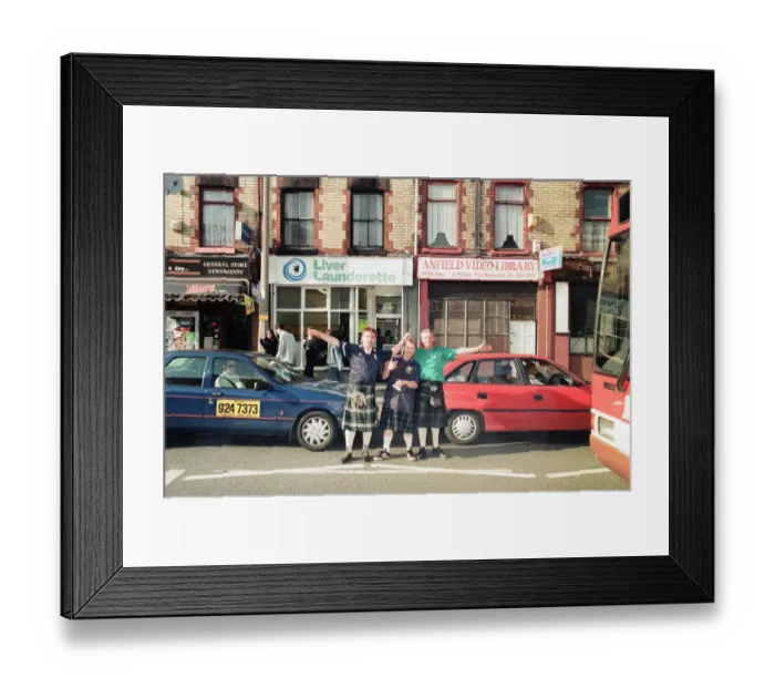 Framed Print : Euro 1996 Football Fans in the streets around Anfield Football Ground, Liverpool