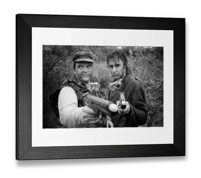 Framed Print : Meat Loaf and John Parr take part in a survival game in Common Wood, near Hatfield Framed Print : Meat Loaf and John Parr take part in a survival game in Common Wood, near Hatfield