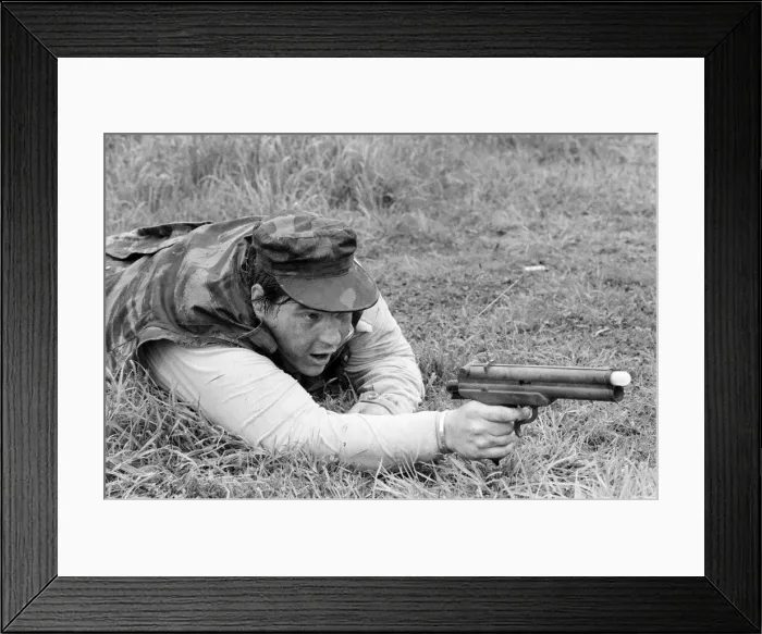 Framed Print : Meat Loaf takes part in a survival game in Common Wood, near Hatfield Framed Print : Meat Loaf takes part in a survival game in Common Wood, near Hatfield