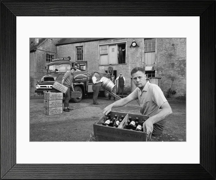 Framed Print : Master brewer Claude Arkwell seen here with the team at the Donnington Brewery Framed Print : Master brewer Claude Arkwell seen here with the team at the Donnington Brewery