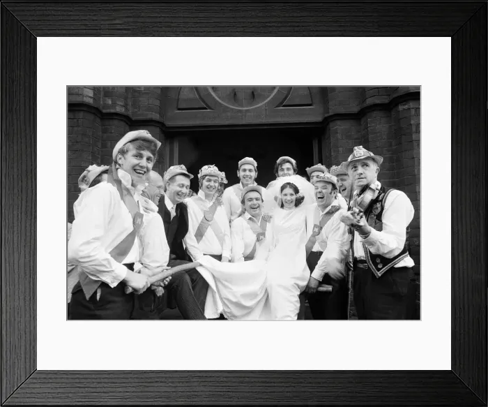 Framed Print : Morris Men at a wedding in South Bank, Middlesbrough. 1971 Framed Print : Morris Men at a wedding in South Bank, Middlesbrough. 1971