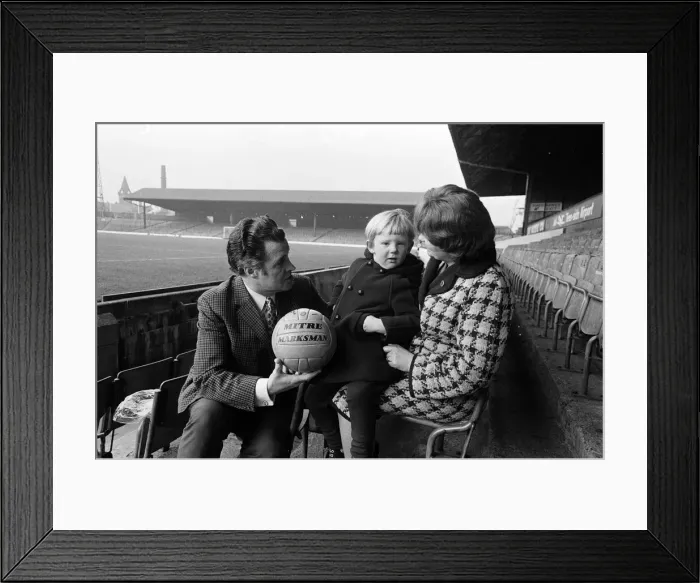Framed Print : Harold Shepherdson presenting a football to a young boy. 1971 Framed Print : Harold Shepherdson presenting a football to a young boy. 1971