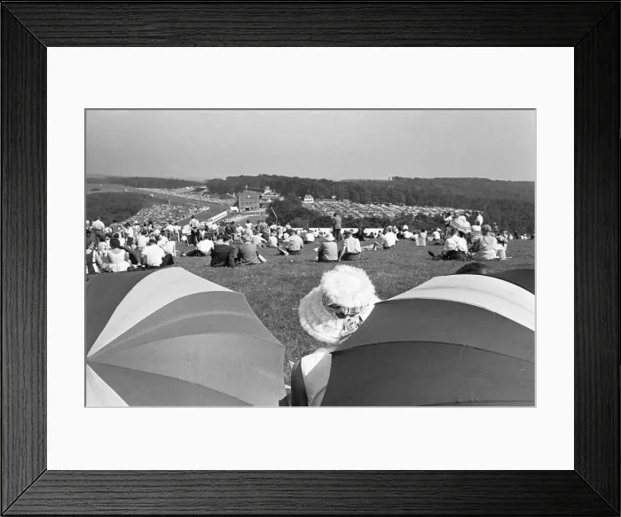 Framed Print : Glorious Goodwood 1963 Racegoers on The Trundle, the Iron Age hill fort which is Framed Print : Glorious Goodwood 1963 Racegoers on The Trundle, the Iron Age hill fort which is