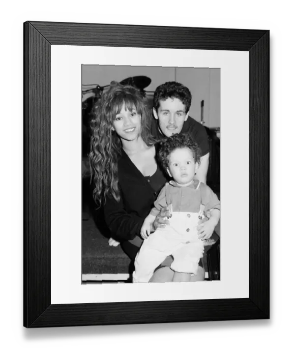 Framed Print : Scarlet Fantastic, music group bass player Danny Shannon with wife Angela and son Daniel Framed Print : Scarlet Fantastic, music group bass player Danny Shannon with wife Angela and son Daniel