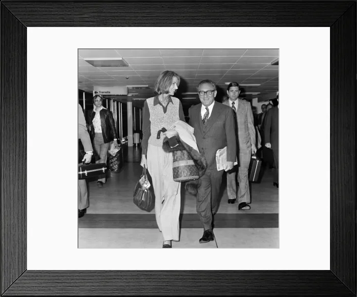 Framed Print : Henry Kissinger and his wife Nancy at London airport. 23rd April 1977