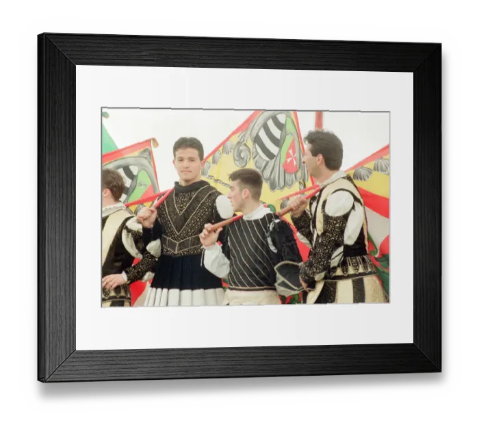 Framed Print : Italian flag throwers, Sbandieratori, in Liverpool, Merseyside