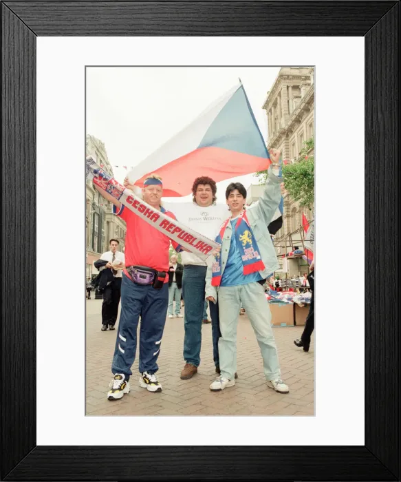 Framed Print : Czech Football Fans in Liverpool City Centre, Thursday 20th June 1996 Framed Print : Czech Football Fans in Liverpool City Centre, Thursday 20th June 1996