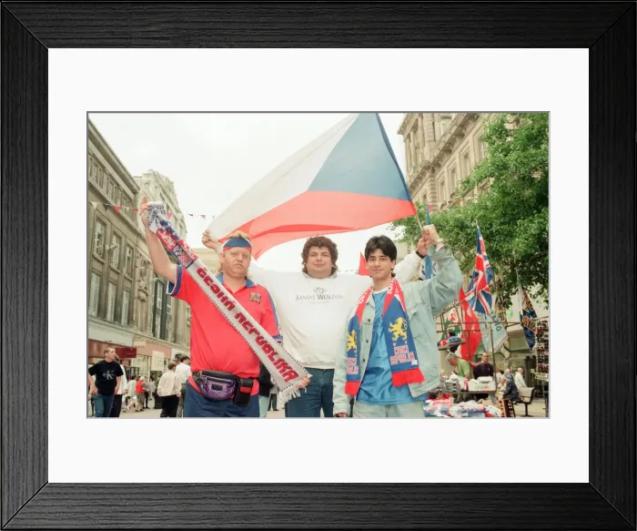 Framed Print : Czech Football Fans in Liverpool City Centre, Thursday 20th June 1996