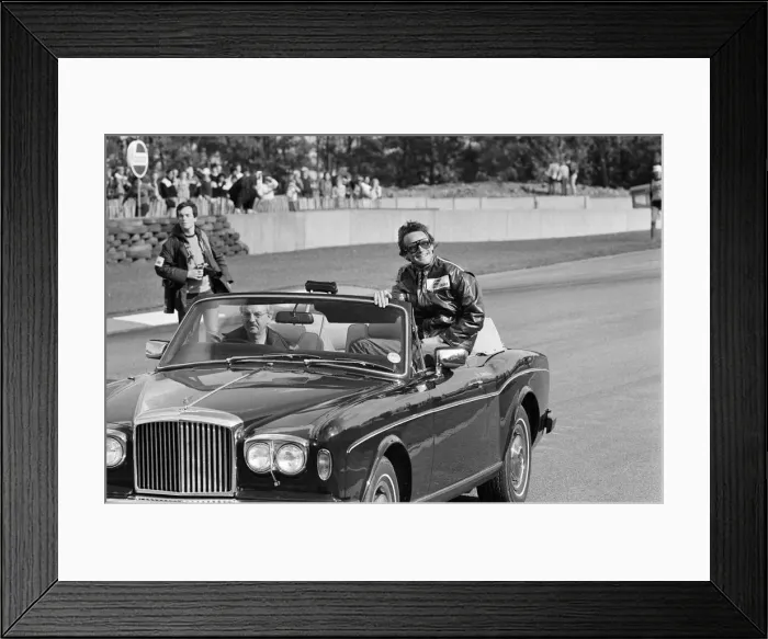 Framed Print : British Motorcycle road racer Barry Sheene at Donington on his first ride since his near