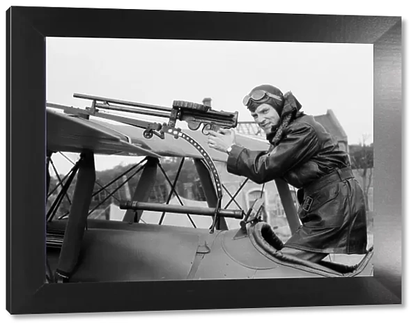 Malcolm McDowell on the set of 'Aces High', the story of the Royal Flying Corps