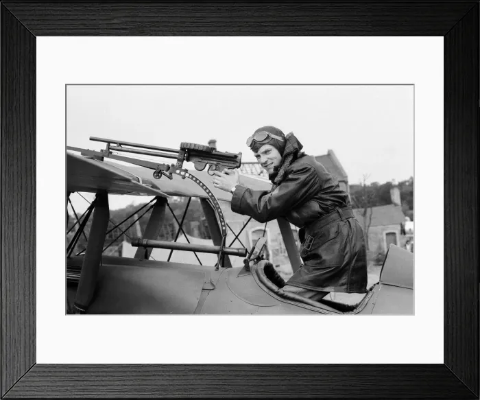 Framed Print : Malcolm McDowell on the set of Aces High, the story of the Royal Flying Corps