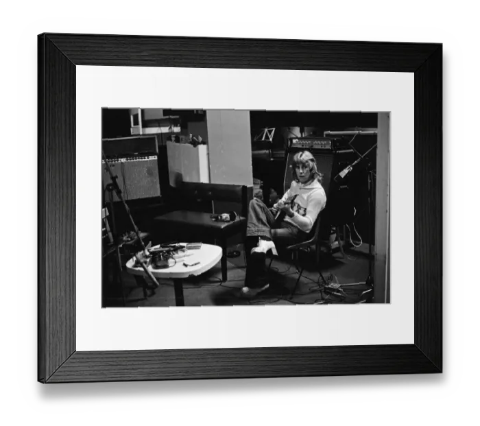 Framed Print : Rick Parfitt, lead guitar in the rock group Status Quo, rehearses in the studio Framed Print : Rick Parfitt, lead guitar in the rock group Status Quo, rehearses in the studio