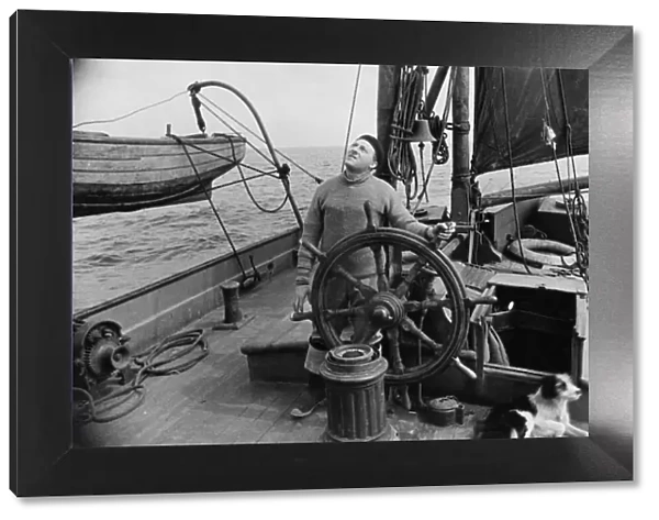 George Greenwell aboard the sailing barge Ardwina of the Isle of Wight April 1936