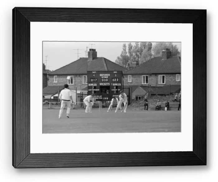 Framed Print : Cricket match, Yorks versus Warwickshire. 1971