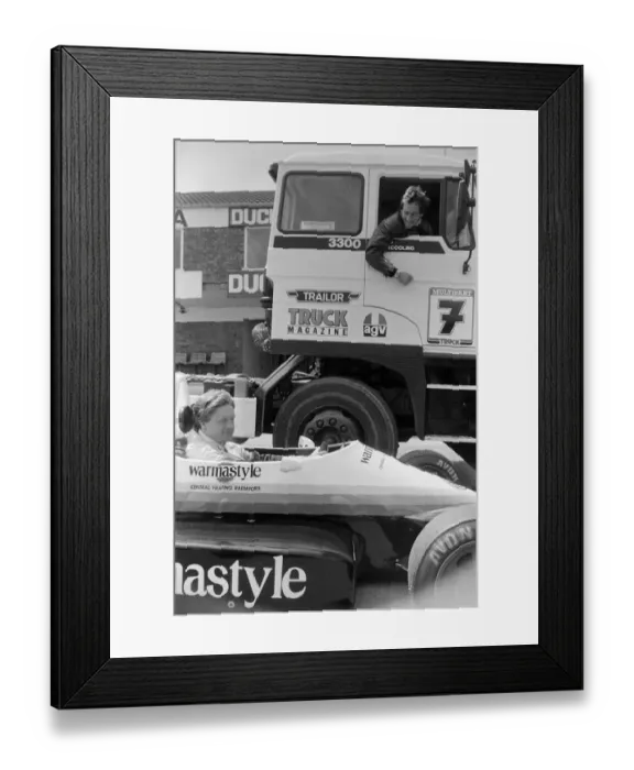 Framed Print : Former British Motorcycle road racer Barry Sheene, who is to race in DAF Trucks is seen Framed Print : Former British Motorcycle road racer Barry Sheene, who is to race in DAF Trucks is seen