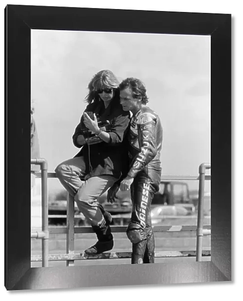 British Motorcycle road racer Barry Sheene at Silverstone with wife Stephanie McLean