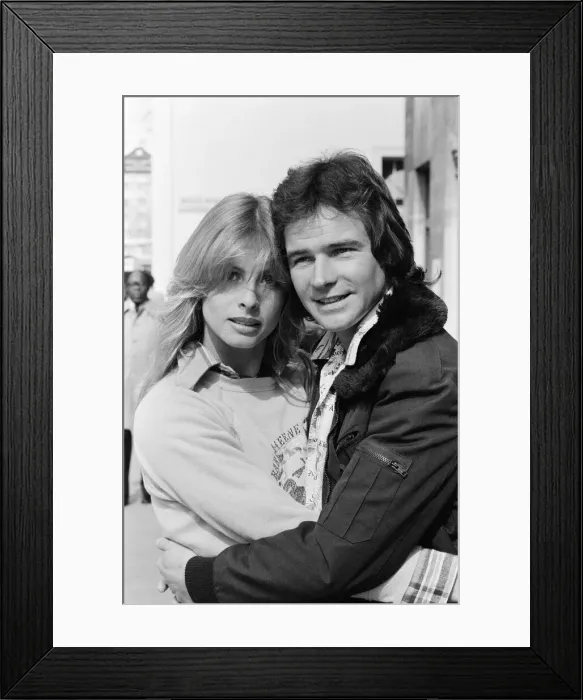 Framed Print : Britiains World Motorcycle racing Champion Barry Sheene pictured with girlfriend