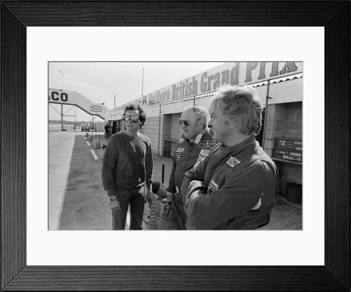 Framed Print : British Motorcycle road racer Barry Sheene at the Silverstone race track where he was Framed Print : British Motorcycle road racer Barry Sheene at the Silverstone race track where he was