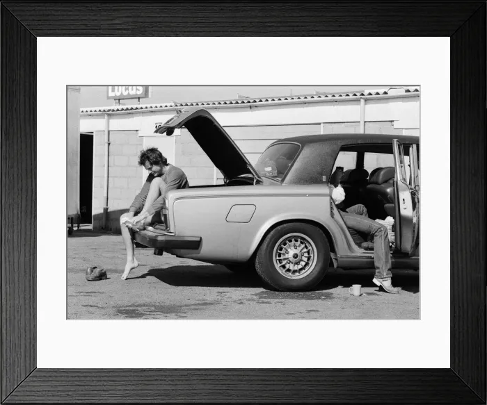 Framed Print : British Motorcycle road racer Barry Sheene at the Silverstone race track where he was