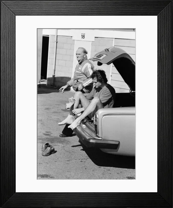Framed Print : British Motorcycle road racer Barry Sheene at the Silverstone race track where he was Framed Print : British Motorcycle road racer Barry Sheene at the Silverstone race track where he was