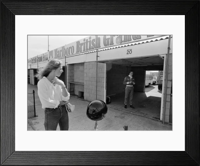 Framed Print : British Motorcycle road racer Barry Sheene at the Silverstone race track where he was Framed Print : British Motorcycle road racer Barry Sheene at the Silverstone race track where he was