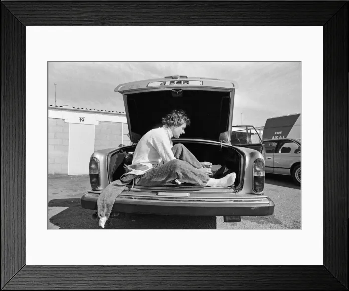 Framed Print : British Motorcycle road racer Barry Sheene at the Silverstone race track where he was Framed Print : British Motorcycle road racer Barry Sheene at the Silverstone race track where he was