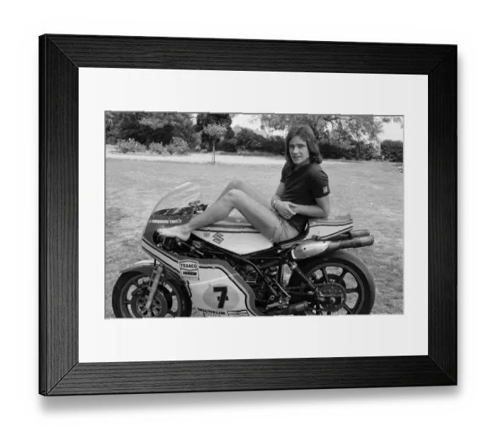 Framed Print : Britiains new World Motorcycle racing Champion Barry Sheene relaxing at home in Framed Print : Britiains new World Motorcycle racing Champion Barry Sheene relaxing at home in