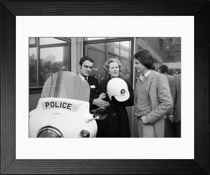 Framed Print : British Motorcycle road racer Barry Sheene with Conservative Party leader Margaret