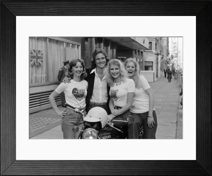 Framed Print : Britiains World Motorcycle racing Champion Barry Sheene launches the latest road Framed Print : Britiains World Motorcycle racing Champion Barry Sheene launches the latest road