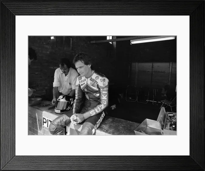 Framed Print : British Motorcycle road racer Barry Sheene attending the South Africa Grand Prix