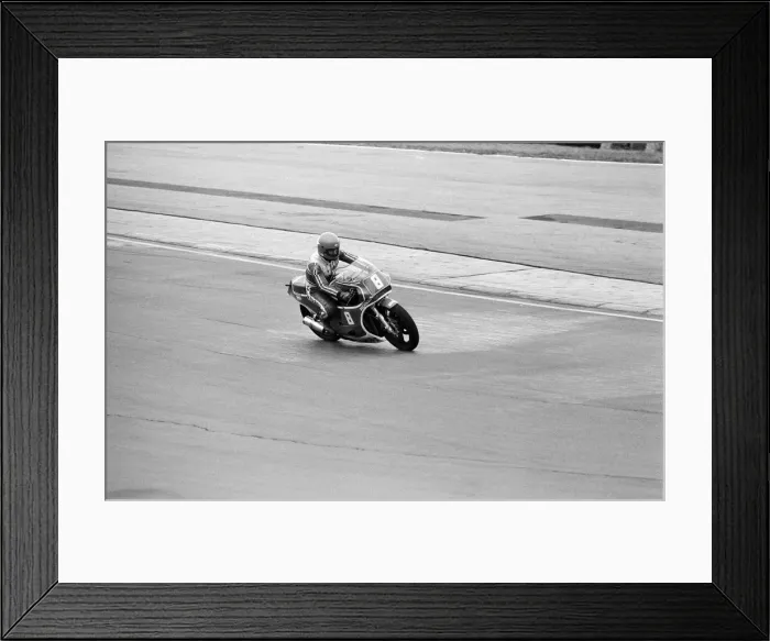 Framed Print : British Motorcycle road racer Barry Sheene takes part in his first serious workout with a