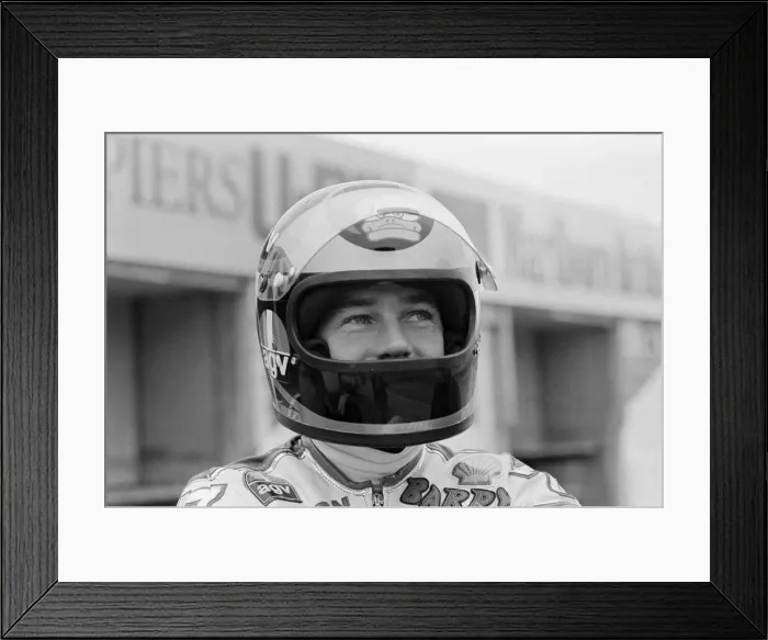 Framed Print : British Motorcycle road racer Barry Sheene takes part in his first serious workout with a Framed Print : British Motorcycle road racer Barry Sheene takes part in his first serious workout with a