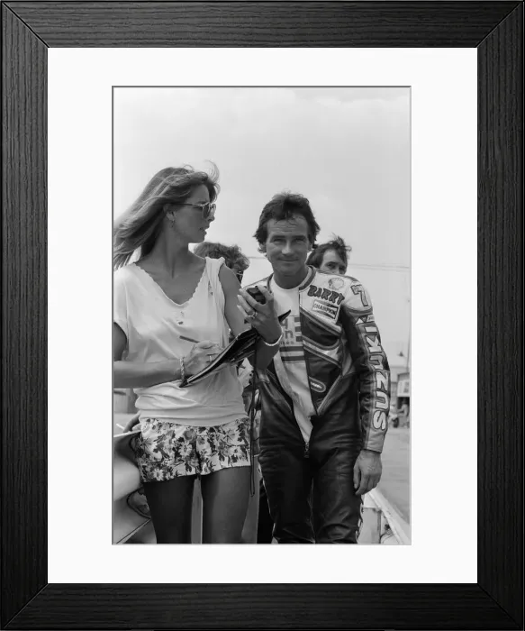 Framed Print : British Motorcycle road racer Barry Sheene attending the South Africa Grand Prix