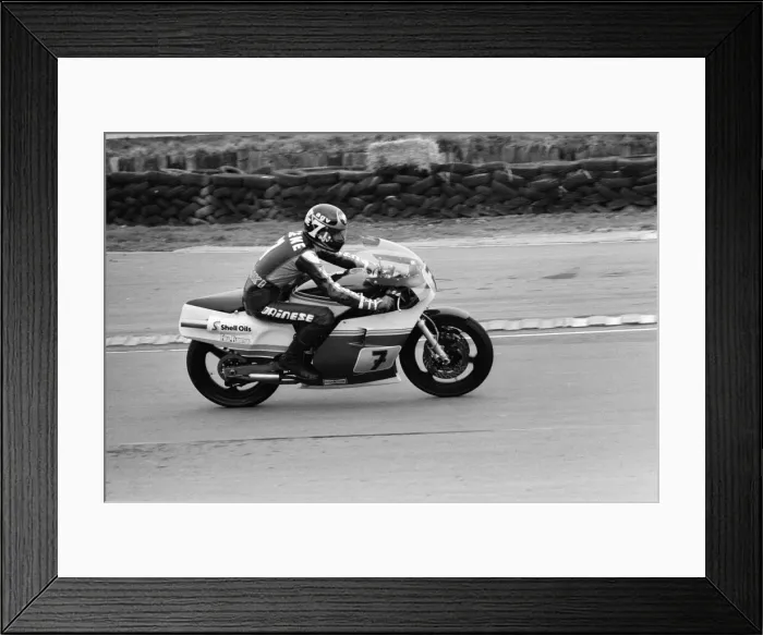 Framed Print : British Motorcycle road racer Barry Sheene takes part in his first serious workout with a Framed Print : British Motorcycle road racer Barry Sheene takes part in his first serious workout with a