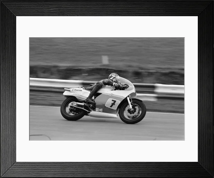 Framed Print : British Motorcycle road racer Barry Sheene takes part in his first serious workout with a