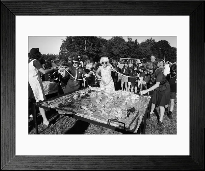 Framed Print : Longest sausage. 1st Stoke Row Cub Section. June 1976 Framed Print : Longest sausage. 1st Stoke Row Cub Section. June 1976