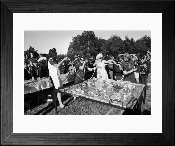 Framed Print : Longest sausage. 1st Stoke Row Cub Section. June 1976 Framed Print : Longest sausage. 1st Stoke Row Cub Section. June 1976