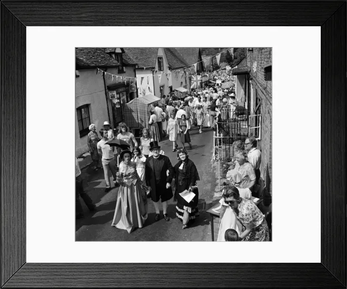 Framed Print : Sonning Festival. Sonning High Street, Berkshire. June 1976