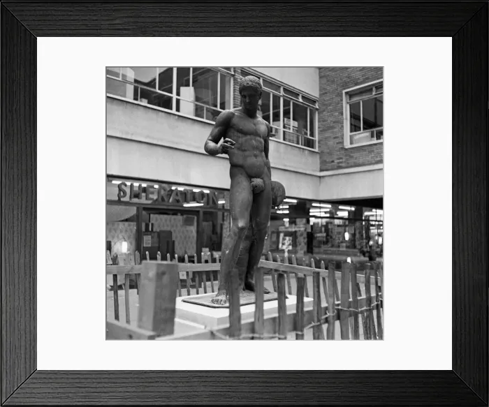 Framed Print : Bronze statue at Bank Court in Hemel Hempstead, Hertfordshire. 28th May 1962 Framed Print : Bronze statue at Bank Court in Hemel Hempstead, Hertfordshire. 28th May 1962