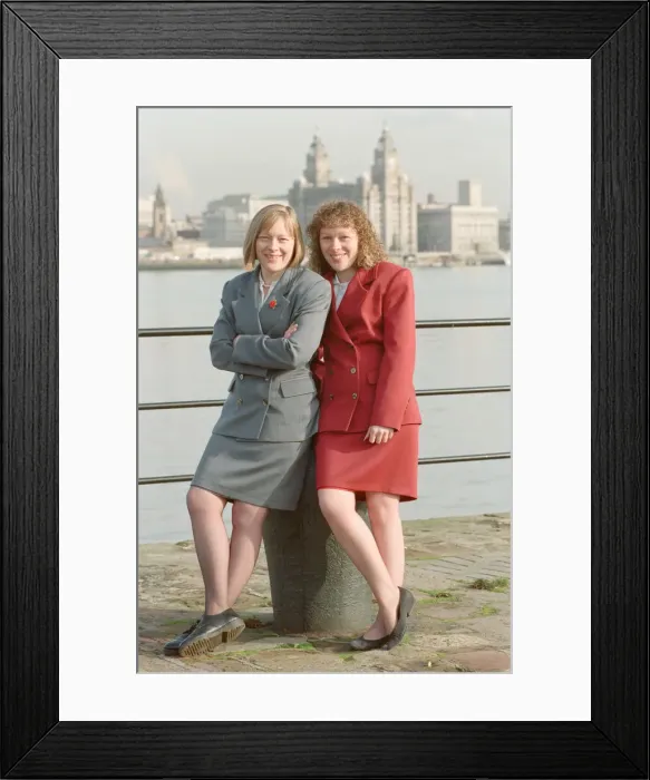 Framed Print : Angela Eagle (left) and her twin sister Maria, pictured in Liverpool, February 1992 Framed Print : Angela Eagle (left) and her twin sister Maria, pictured in Liverpool, February 1992